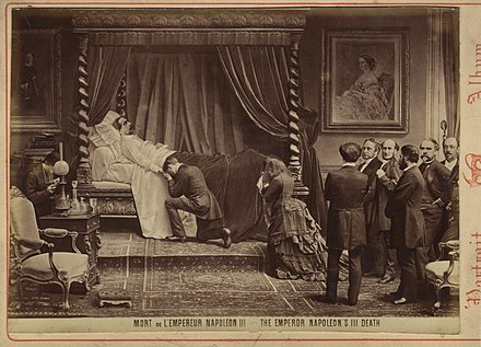 Illustration of Napoleon (in Chislehurst in England) on his deathbed