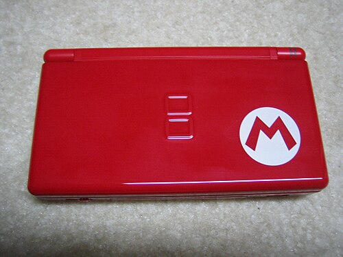 A Mario-themed Nintendo DS Lite.