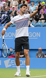 Novak Djokovic serving the ball