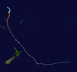 Trajectoire du cyclone Pam.