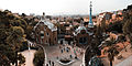 Panoramic view of the entrance to the Park Güell. Barcelona, Catalonia, Spain