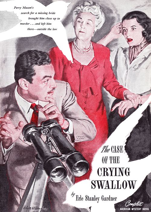 Robert W. Douglass illustrated "The Case of the Crying Swallow" for the August 1947 issue of The American Magazine