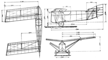 Peyret Tandem 3-view drawing from L'Aerophile November,1922