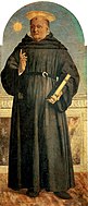 皮耶羅·德拉·弗朗切斯卡的《托倫蒂諾的聖尼古拉（意大利語：San Nicola da Tolentino (Piero della Francesca)）》，139.4 × 59.2cm，約作於1454－1469年，來自吉安·賈科莫·波爾迪·佩佐利的藏品[7]