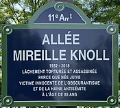 Plaque Allée Mireille Knoll - Paris XI (FR75) - 2022-05-24 - 1.jpg