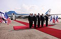 President George W. Bush is joined on the red carpet by Ehud Olmert, Shimon Peres, and Yitzhak Eldan.jpg