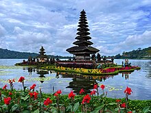 Pura Ulun Danu Bratan in harmony with the Bratan Lake environment. Pura Ulun Danu Bratan, 2022.jpg