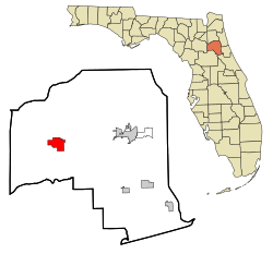 Putnam County Florida Incorporated and Unincorporated areas Interlachen Highlighted.svg