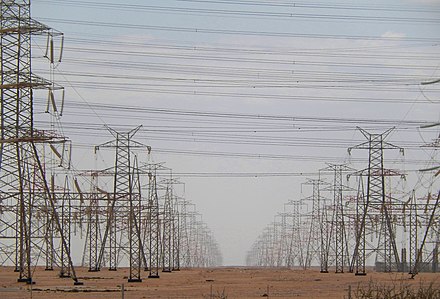 Transmission lines transmit power across the grid.