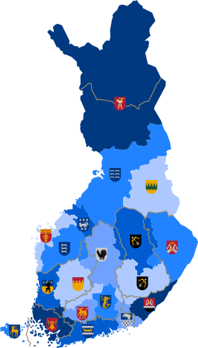 Karta Finske sa pozicijom regija