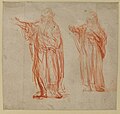 Sheet with two studies for 'Saint John the Baptist'. Circa 1634-1635. Red chalk. 17.4 × 18.2 cm (6.8 × 7.1 in) London, Courtauld Gallery.