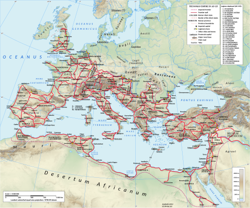 Roman Empire 125 general map world of propertius