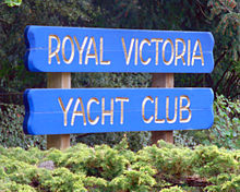 Sign at the entrance to the Royal Victoria Yacht Club in Victoria, British Columbia. Royal-Victoria-Yacht-Club-sign.jpg