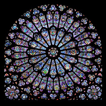 Rayonnant north rose window of the Cathédrale Notre-Dame de Paris