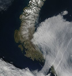 Nasa-Satellietbeeld van Joezjni-eiland