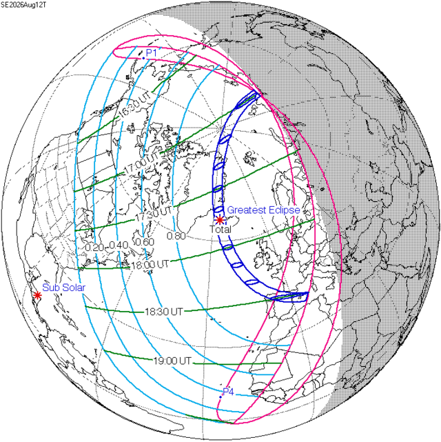 Затмение 2026 года. Солнечное затмение 12 августа 2026 года. Карта солнечного затмения 2026. Карта затмения 20 апреля. Карта 2026 года.