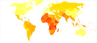 STDs excluding HIV world map - DALY - WHO2002.svg