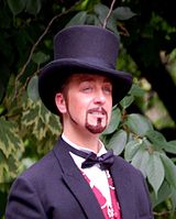 Drag king performer Valentino King with false facial hair in 2010.