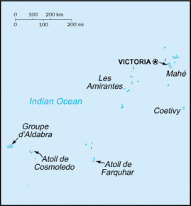 Kart over Republikken Seychellene