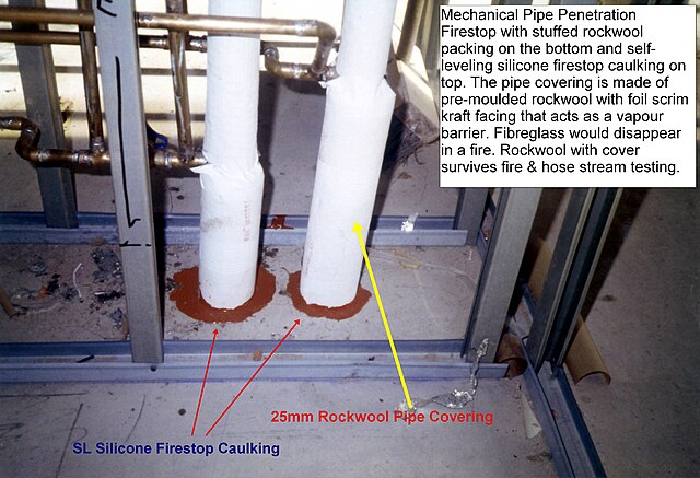 Pipe with metallic piping penetrations in a 2-hour fire-resistance rated concrete floor slab