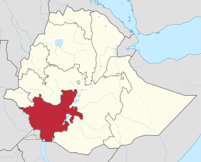 Harta statului Popoarele, Naționalitățile și Națiunile din Sud în cadrul statului Etiopia