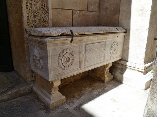 Left sarcophagus of John of Ravenna, first archbishop of Split (7-8th century)