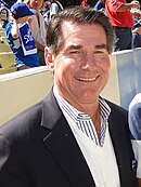 Steve Garvey led the National League in games at first base a record nine times. Steve Garvey 2010.JPG