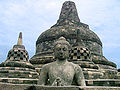 Buddha in the exposed stupa of Borobudur mandala, Central Java, Indonesia, c. 825.