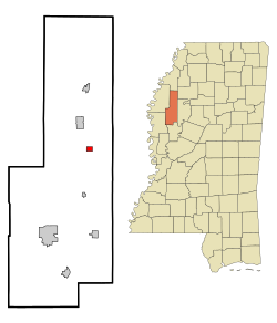 多兹维尔在森弗劳尔县及密西西比州的位置（以红色标示）
