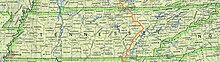 Map of time zones in Tennesseee Tennessee Time Zone Map 90.jpg