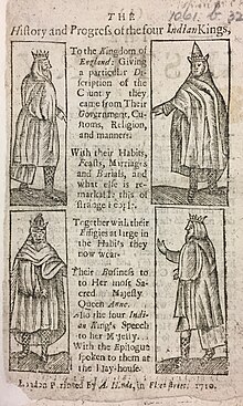 Pamphlet printed in London in 1710 which describes and depicts the Four Kings The History and Progress of Four Indian Kings.jpg