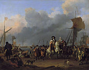 Ludolf Bakhuizen, De aankomst van koning-stadhouder Willem III in de Oranjepolder, 31 januari 1691, 1692
