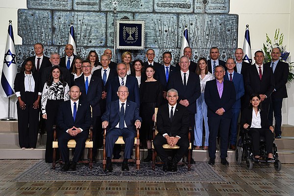 Ministers of the Bennett–Lapid government with President Reuven Rivlin