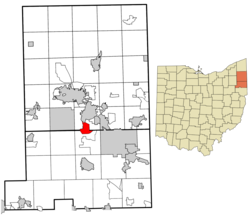 Location of Mineral Ridge in Trumbull County within the state of Ohio