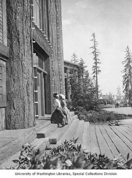 File:Two women ascending the front stairs of the Forestry Building, Alaska-Yukon-Pacific-Exposition, Seattle, Washington, 1909 (AYP 1097).jpeg