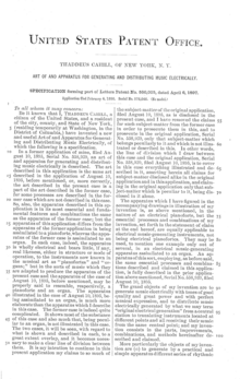 Patent 580035 was filed by Cahill for the Telharmonium in 1896 US580035A Thaddeus Cahill, Telharmonium patent p.11.png