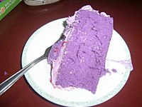 A slice of purple yam cake