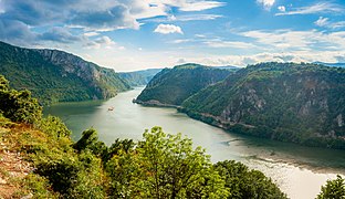 De plaats waar de Donau het smalst is, in Đerdap National Park