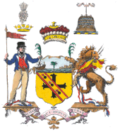 Contemporary drawing of Nelson's heraldic achievement before the Battle of Trafalgar. Vice Admiral Horatio Lord Viscount Nelson Coat of Arms.gif