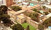 Vista aerea del Museo Nacional de Colombia (en frente) e l'Universidad Colegio Mayor de Cundinamarca (atrás) .jpg