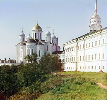 Assumption Cathedral in Vladimir was built in 1158–1160 and functioned as the mother church of Kievan Rus' in the 13th century.
