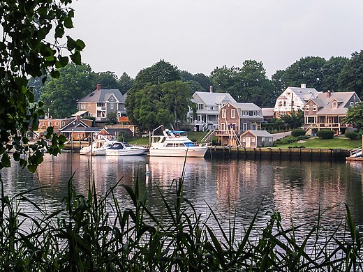 Boats and homes in Warwick, the third most populous city in Rhode Island