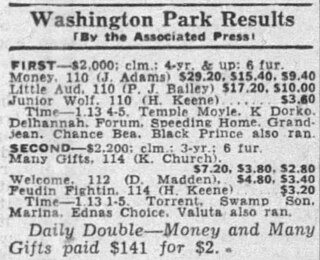 <span class="mw-page-title-main">Daily double</span> Wager used in horse and dog racing