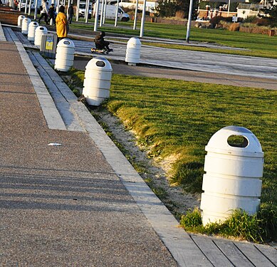 Waste containers in plage