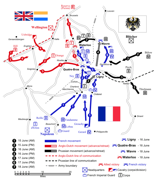 Map of the Waterloo campaign