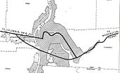 Une vieille carte montrant le chemin des I-70 et 470 à Wheeling.