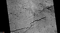 Close-up of part of floor of Bernard Crater showing troughs and dust devil tracks, as seen by CTX camera (on Mars Reconnaissance Orbiter).