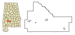 Location in Wilcox County and the state of الاباما