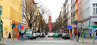 Wrangelstrasse seen from Skalitzer Strasse with Tabor Church in the background Wrangel1.jpg