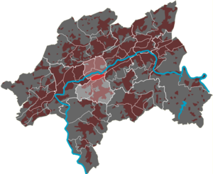 Lage des Quartiers Südstadt im Stadtbezirk Elberfeld